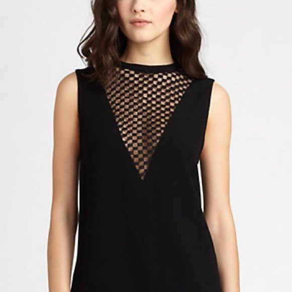 A.L.C. Tops - A.L.C. Harlow Top Sleeveless Black Wool And Silk Blend Shell Tank | S